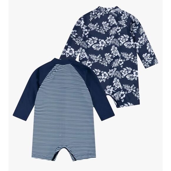 Hurley Midnight Blue Baby 2-Pack Long Sleeve Rash Guard Coveralls - Picture 2 of 5